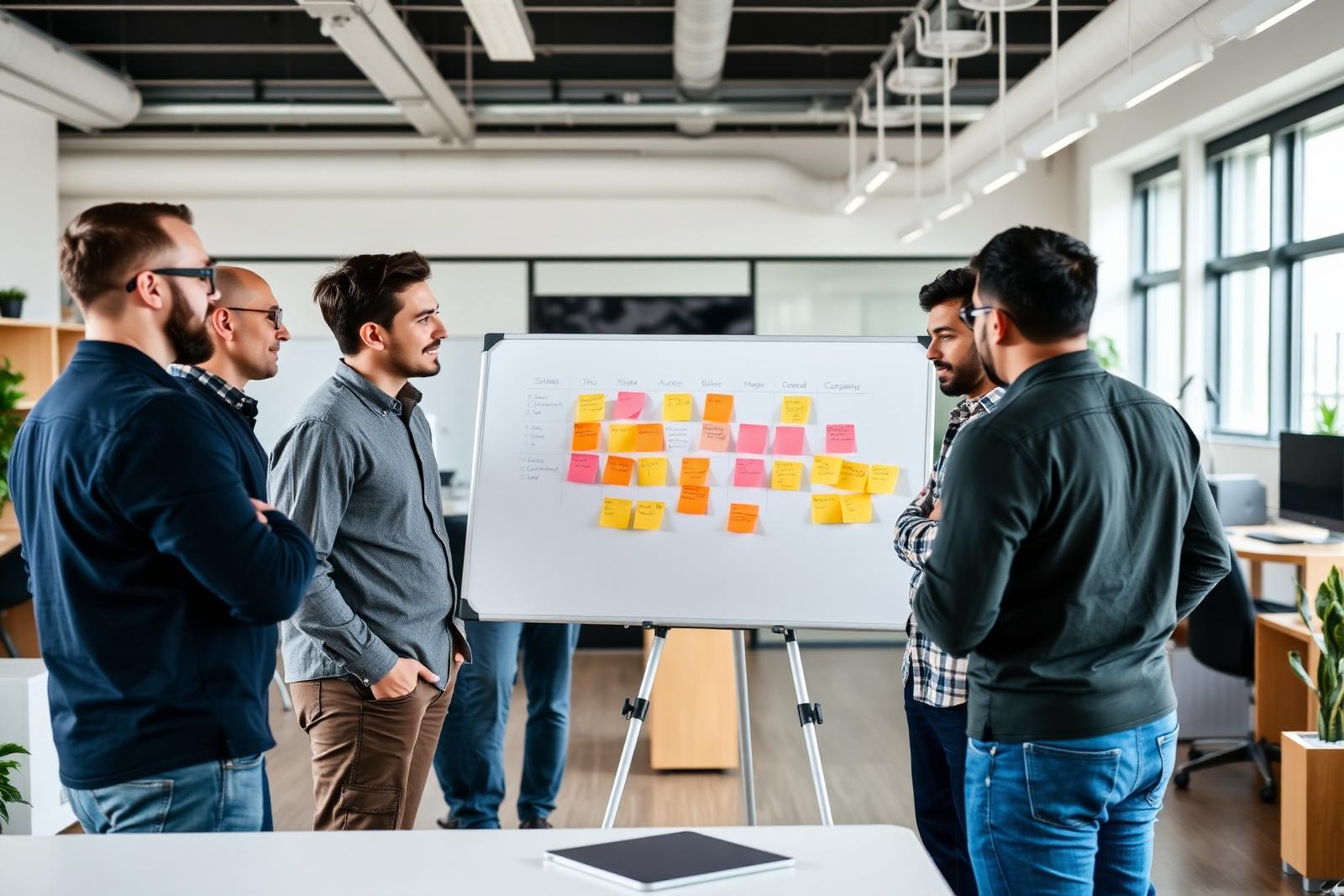 Team van developers in een dagelijkse standup
